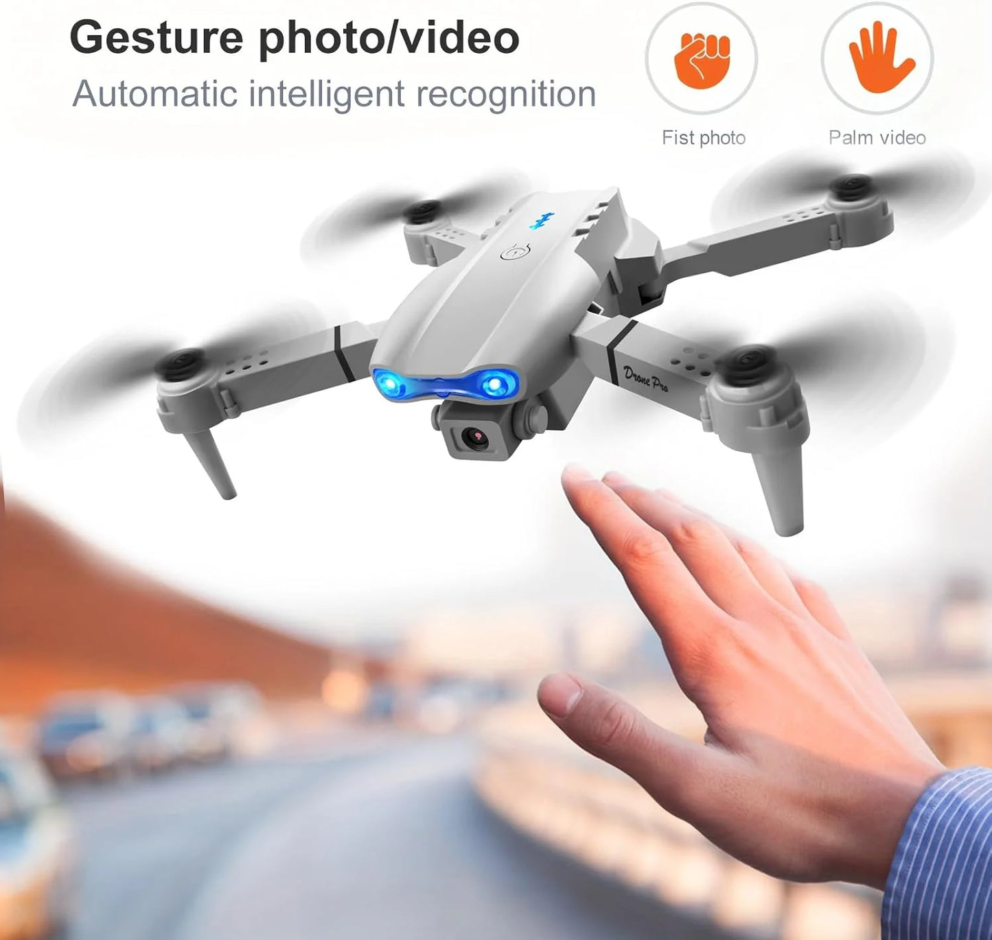 Drone with 4K HD Dual Camera for Adults Kids, RC Quadcopter with 2 Modular 1800Mah Batteries for 30 Mins Long Flight (Gray)