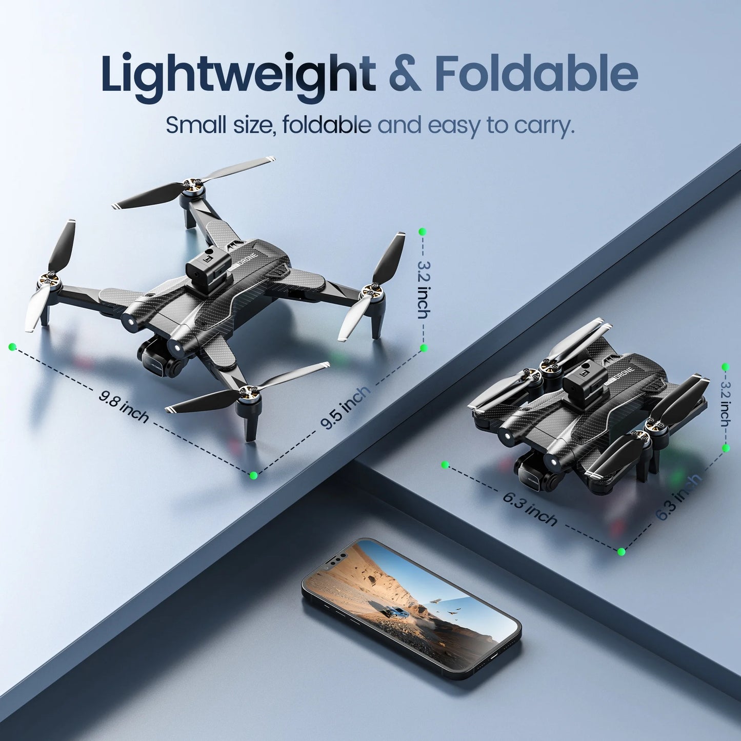 F167 Drone with Camera, Obstacle Avoidance, Brushless Motor, Optical Flow Sensor, 2 Batteries, Black