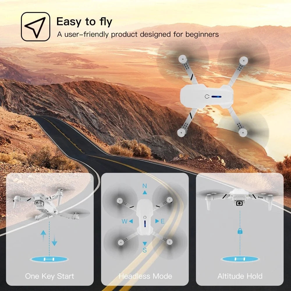 Drone with 4K HD Dual Cameras for Adults and Kids, RC Quadcopter with 2 Batteries, FPV Foldable Drone with Headless Mode/3D Flips, Gray