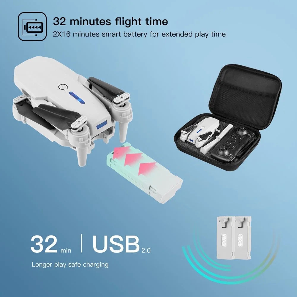 Drone with 4K HD Dual Cameras for Adults and Kids, RC Quadcopter with 2 Batteries, FPV Foldable Drone with Headless Mode/3D Flips, Gray