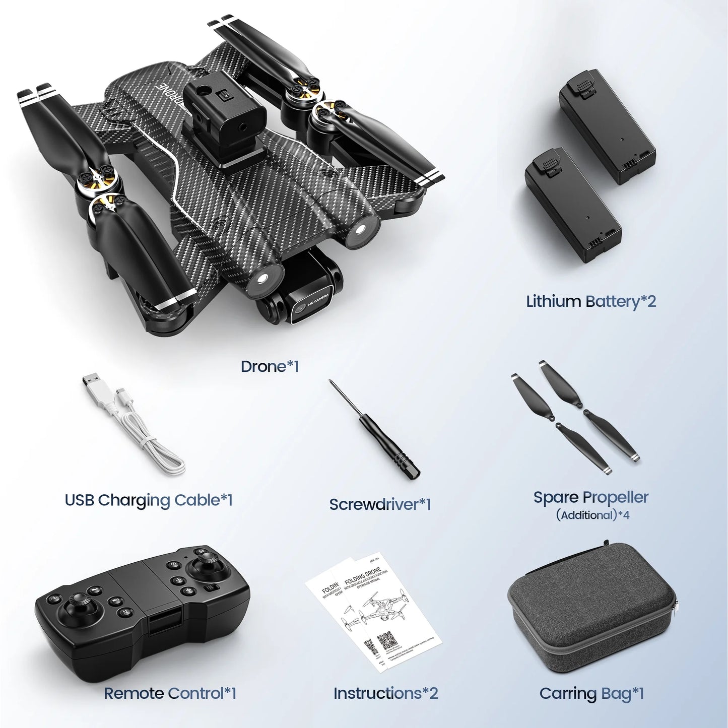 F167 Drone with Camera, Obstacle Avoidance, Brushless Motor, Optical Flow Sensor, 2 Batteries, Black