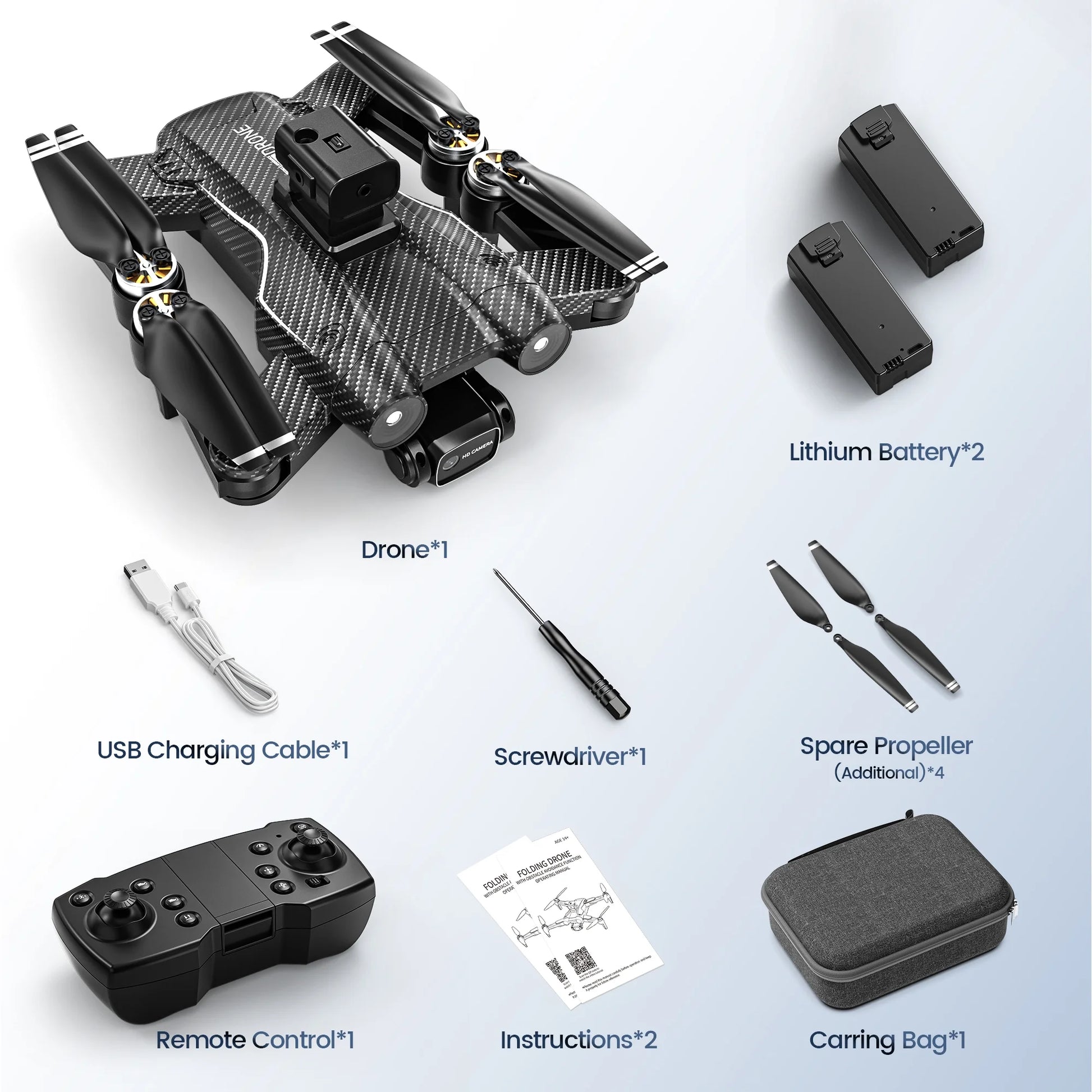 F167 Drone with Camera, Obstacle Avoidance, Brushless Motor, Optical Flow Sensor, 2 Batteries, Black