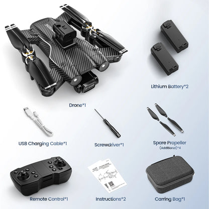 F167 Drone with Camera, Obstacle Avoidance, Brushless Motor, Optical Flow Sensor, 2 Batteries, Black