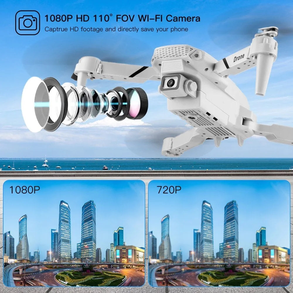 Drone with 4K HD Dual Cameras for Adults and Kids, RC Quadcopter with 2 Batteries, FPV Foldable Drone with Headless Mode/3D Flips, Gray