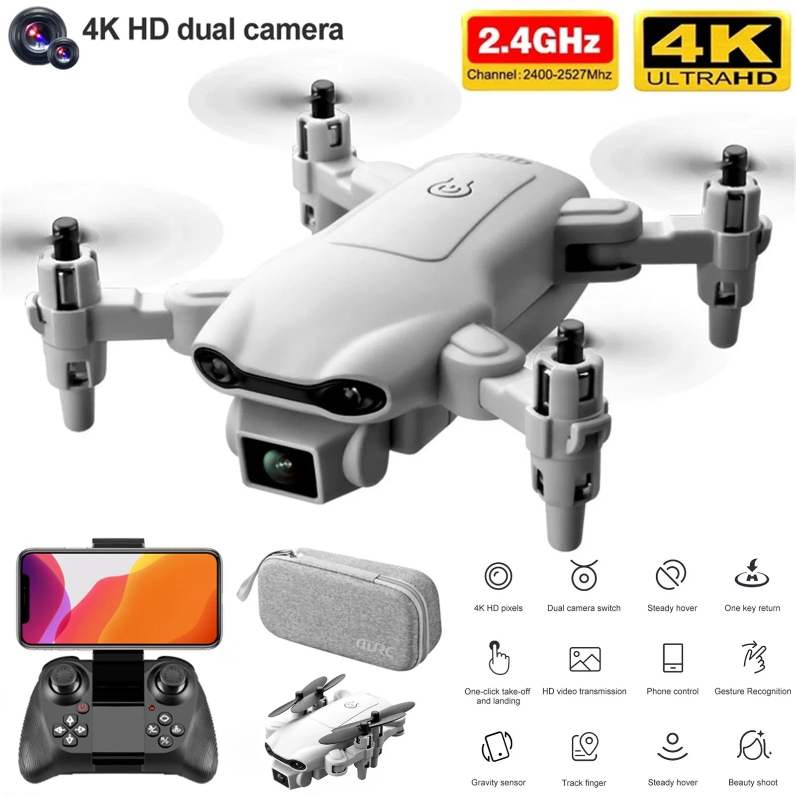 Professional 4DRC Mini Selfie Drone WIFI FPV Dual HD Camera Foldable Quadcopter