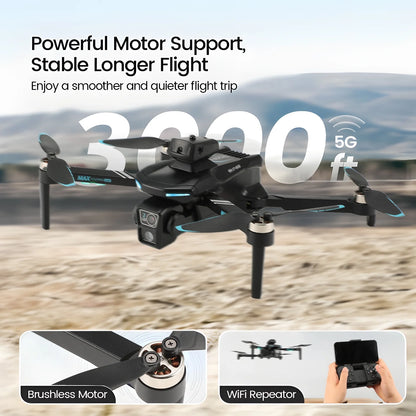 XT606 Drone with 6K UHD Camera, Foldable Drone for Adults Kids Beginners, RC Quadcopter Drone, Brushless Motor, Optical Flow Positioning, 2 Batteries, Black