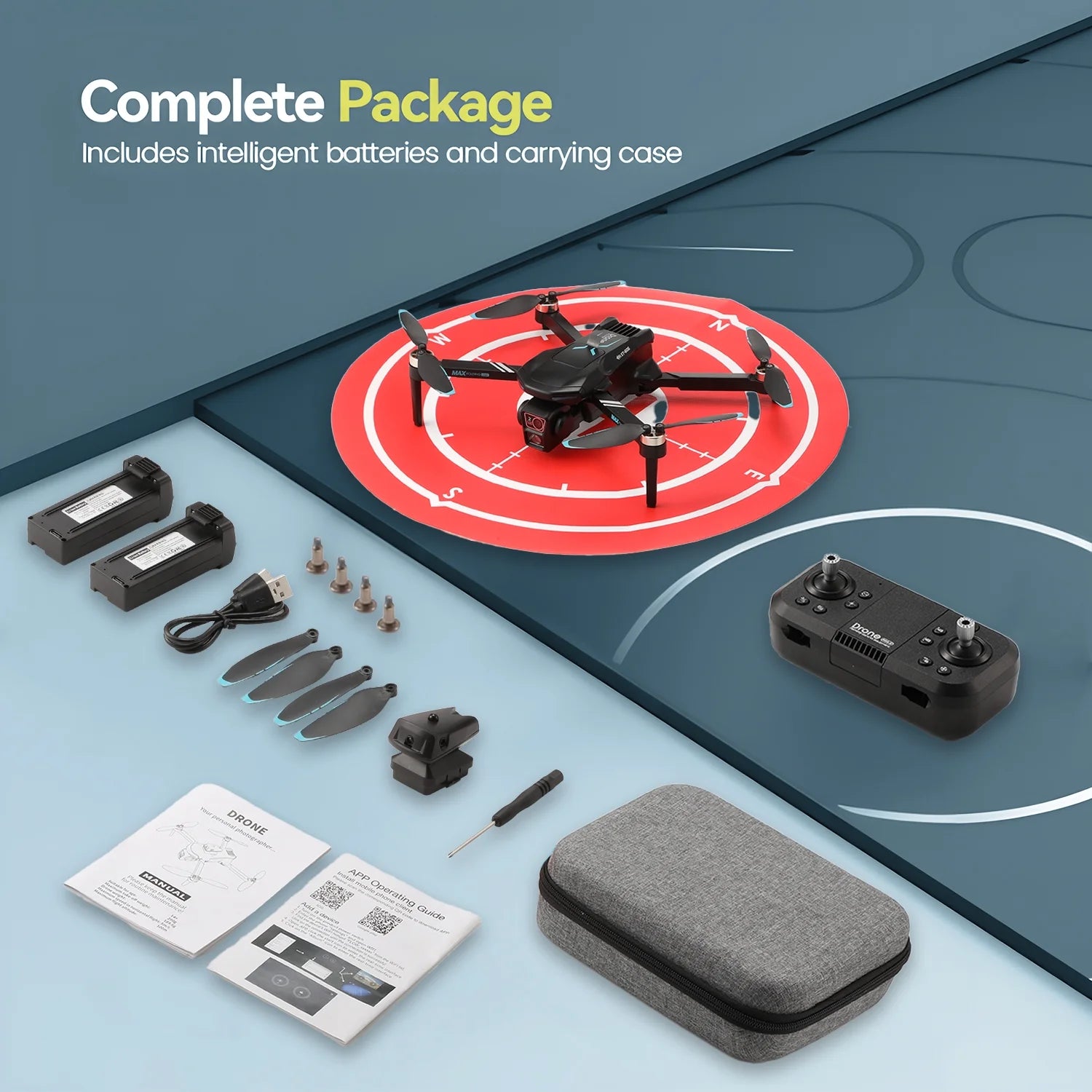 XT606 Drone with 6K UHD Camera, Foldable Drone for Adults Kids Beginners, RC Quadcopter Drone, Brushless Motor, Optical Flow Positioning, 2 Batteries, Black